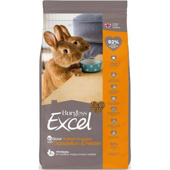 Burgess Excel Rabbit Indoor - alimento complementare per conigli 1,5 kg Burgess Excel Rabbit Indoor - alimento complementare per conigli 1,5 kg
