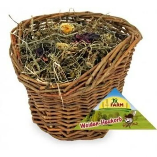 Jr Farm Cesto in Vimini con Fiori e Fieno 120 gr mangime complementare