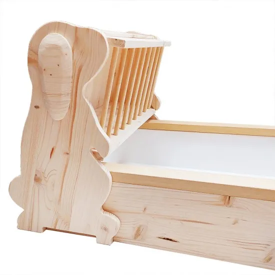 Fieniera per Conigli a Ponte con Aste Sfilabili con Copertura in Legno e Lettiera in Plastica Rosicchiando