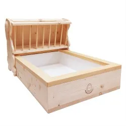 Fieniera per Conigli a Ponte con Aste Sfilabili con Copertura in Legno e Lettiera in Plastica Rosicchiando